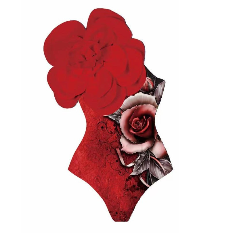 Wholesale One-piece Tight Slimming Large Flower Swimsuit Chiffon Long Skirt Suit